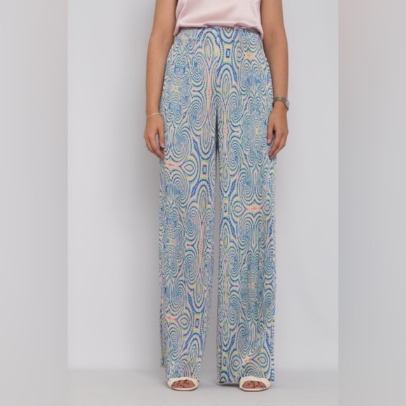Stella McCartney Pants - STELLA MCCARTNEY Hallucinogenic Straight Leg Plisse Accordion Pants IT38 NWT